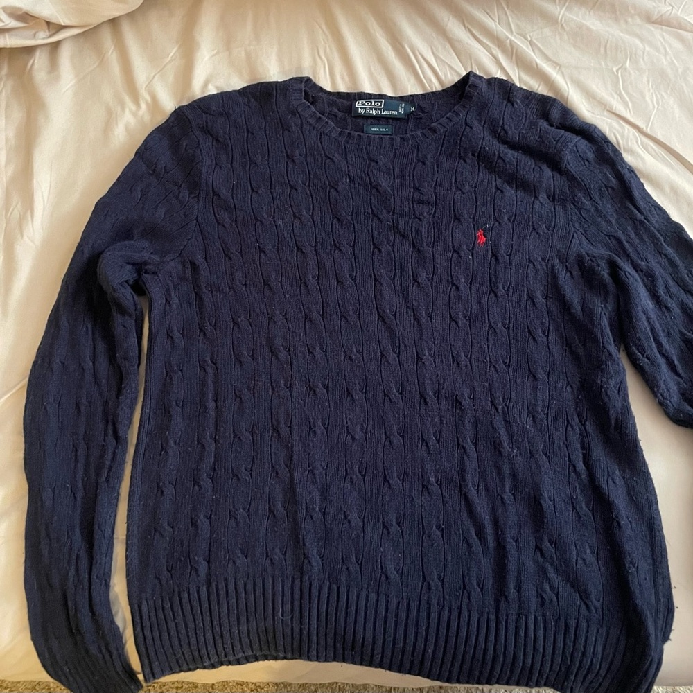 Ralph Lauren Navy Cable Knit Sweater for Men
